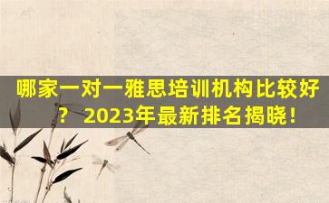 哪家一对一雅思培训机构比较好？ 2023年最新排名揭晓！